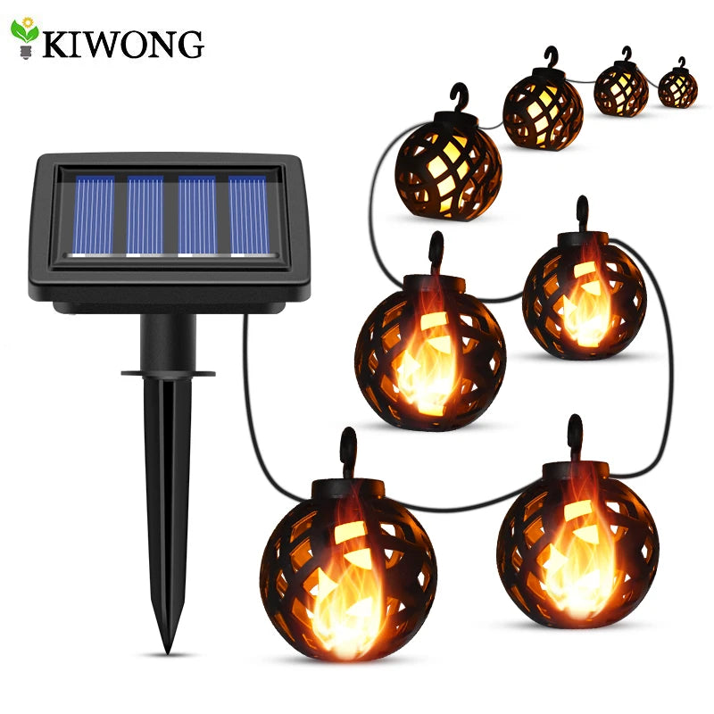 Luces Solares Llama Parpadeante con 8 Bolas para Patio y Jardín