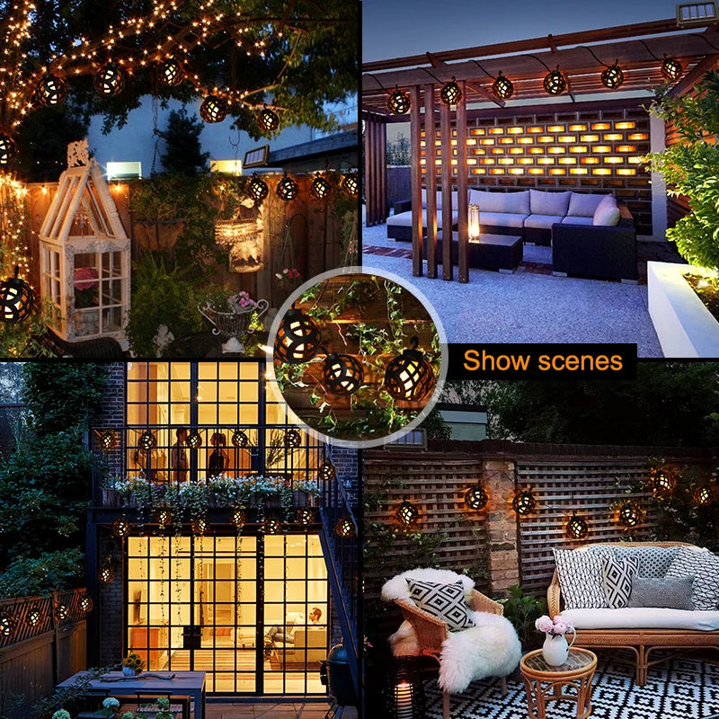 Luces Solares Llama Parpadeante con 8 Bolas para Patio y Jardín