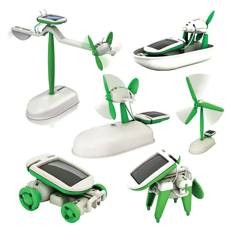Kit Solar 6 en 1 Robot Educativo DIY Barco Ventilador Molino Auto Juguete Científico