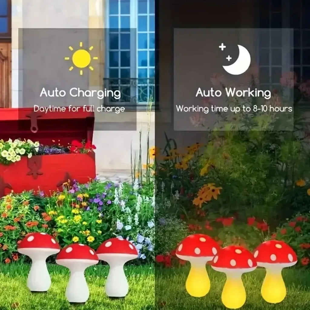 Luces Solares Decorativas Hongo para Jardín Exterior Resistentes al Agua
