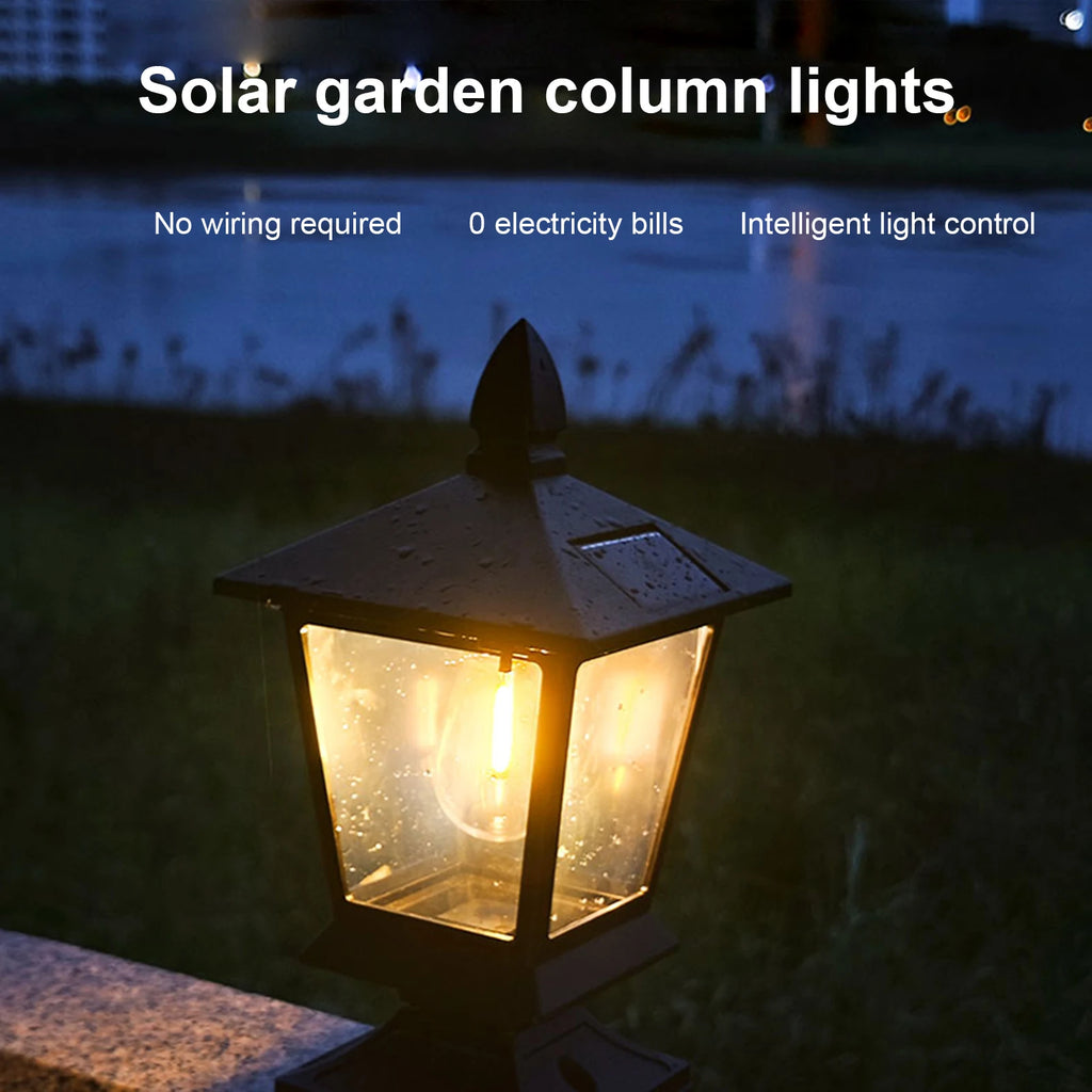 Luz Solar para Jardín con Poste Decorativo para Villa y Cercas