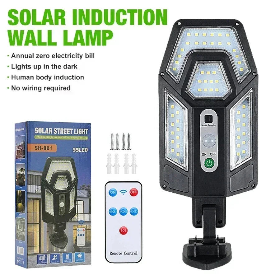 Lámpara Solar LED con Sensor de Movimiento IP65