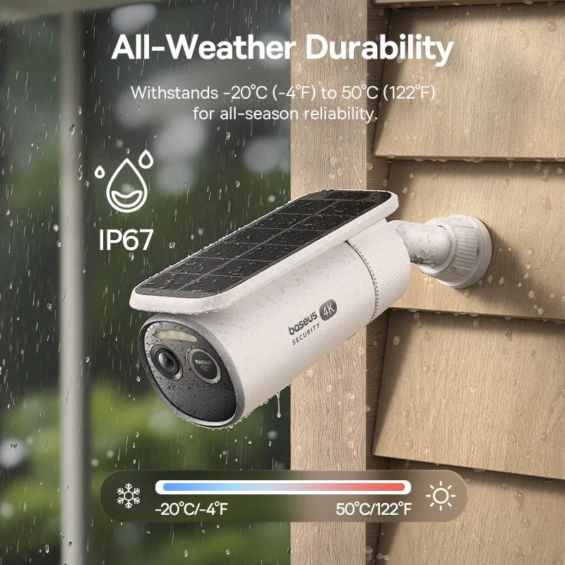Cámara Solar Baseus Security S2 4K WiFi con Reconocimiento Facial IP67