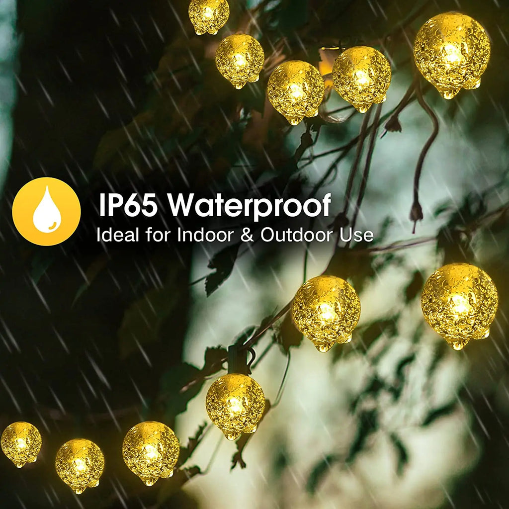 Luces Solares Bolas de Cristal Globo Resistente al Agua 8 Modos para Jardín y Decoración Navideña