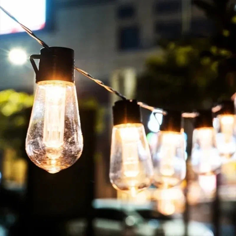 Guirnalda Solar LED Exterior Estilo Edison IP65 Resistente al Agua para Jardín y Fiestas