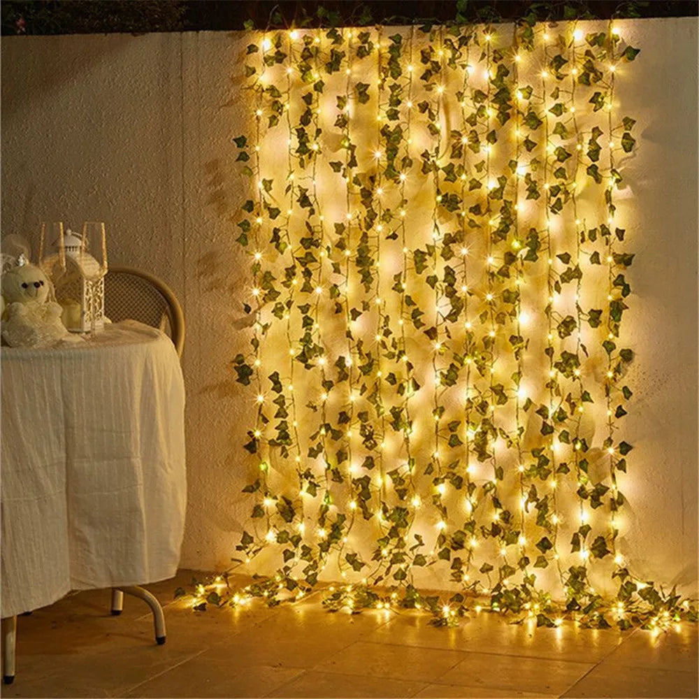 Luces Solares LED Hiedra y Hojas de Arce Impermeables para Jardín y Navidad