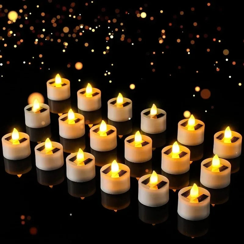 Velas Solares LED Sin Llama para Exterior Decoración Navideña y Hogar