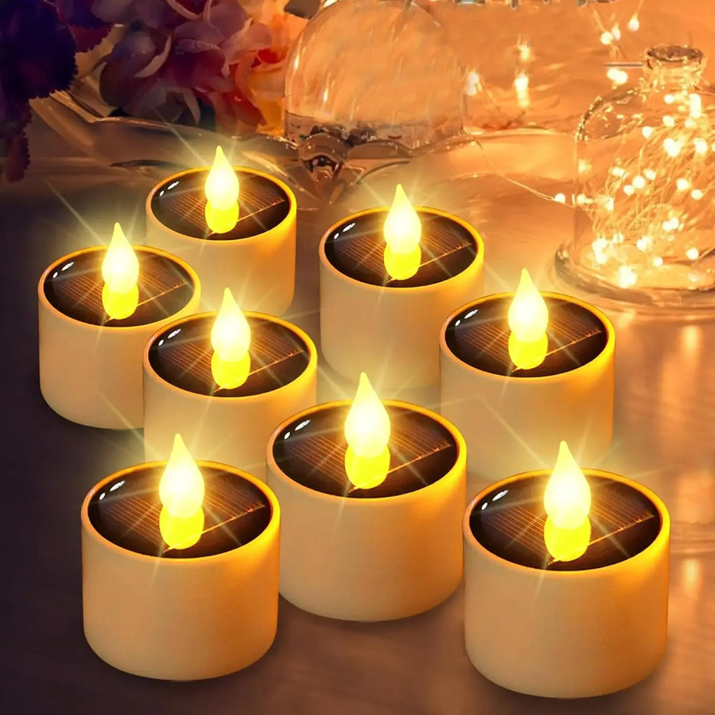 Velas Solares LED Sin Llama para Exterior Decoración Navideña y Hogar