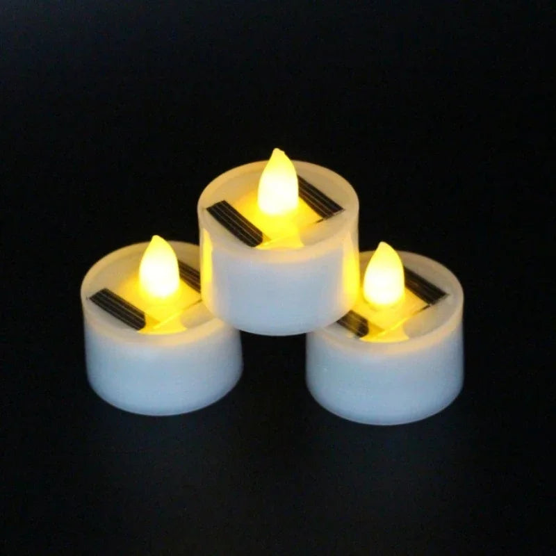 Velas Solares LED Sin Llama para Exterior Decoración Navideña y Hogar
