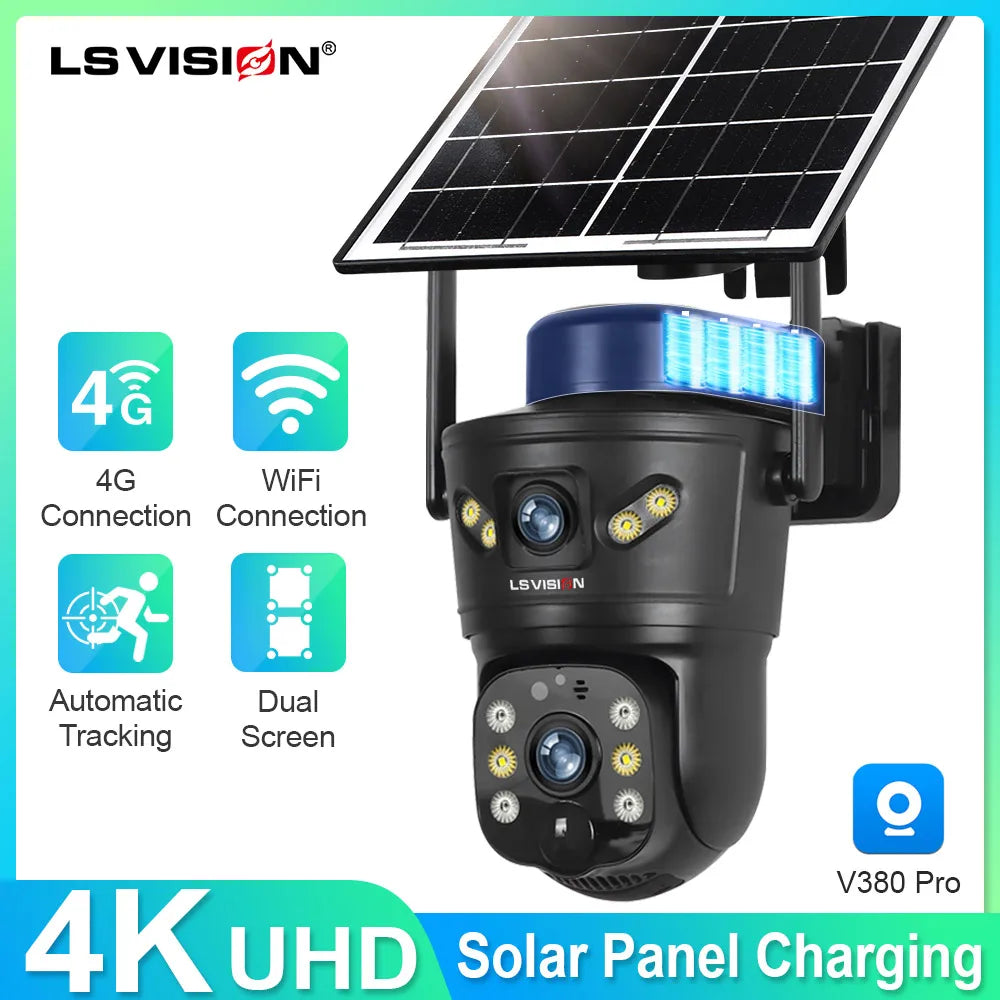Cámara Solar LS VISION 8MP Doble Lente 4G/WiFi con Visión Nocturna PIR