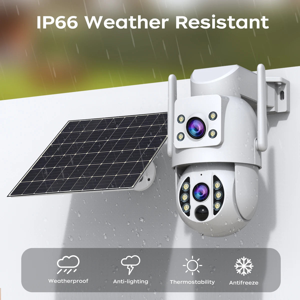 Cámara Solar JOOAN 4K Doble Lente con Detección PIR y Batería