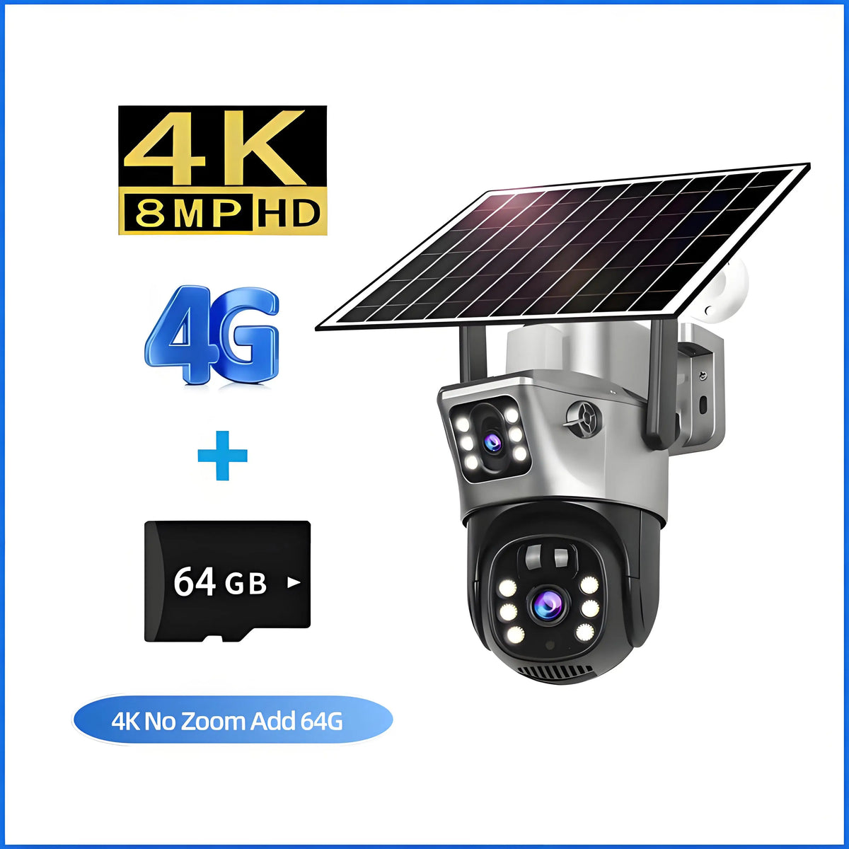 Cámara Solar PTZ 4G SIM 6K 12MP con Zoom 10X y Triple Lente