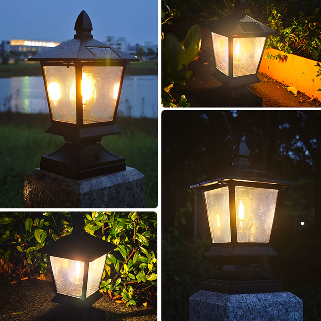 Luz Solar para Jardín con Poste Decorativo para Villa y Cercas