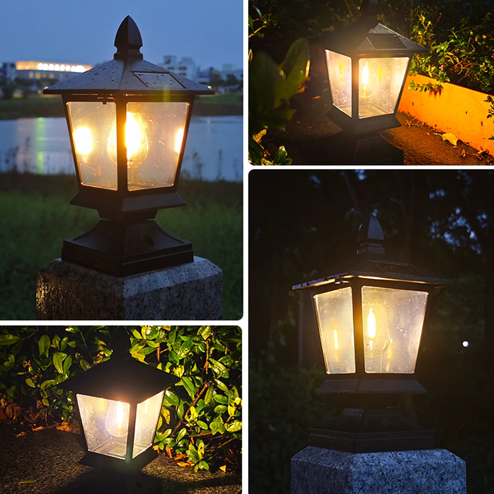 Luz Solar para Jardín con Poste Decorativo para Villa y Cercas