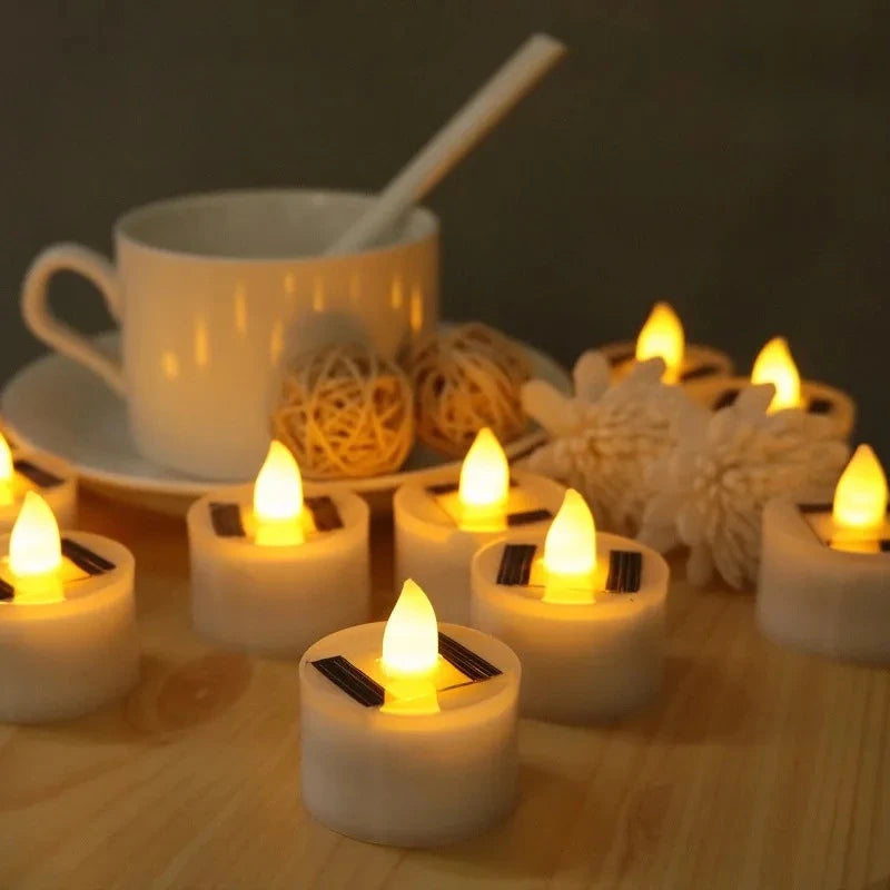 Velas Solares LED Sin Llama para Exterior Decoración Navideña y Hogar