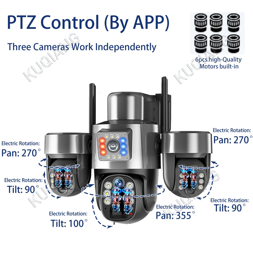 Cámara Solar 20MP 4G/WiFi Triple PTZ 4 Lentes 3 Pantallas Zoom Óptico 10X con Seguimiento