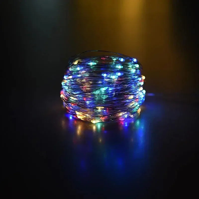Luces Solares Hadas Hilo de Cobre Resistente al Agua Guirnalda Navideña para Jardín y Bodas 12m 100 LEDs