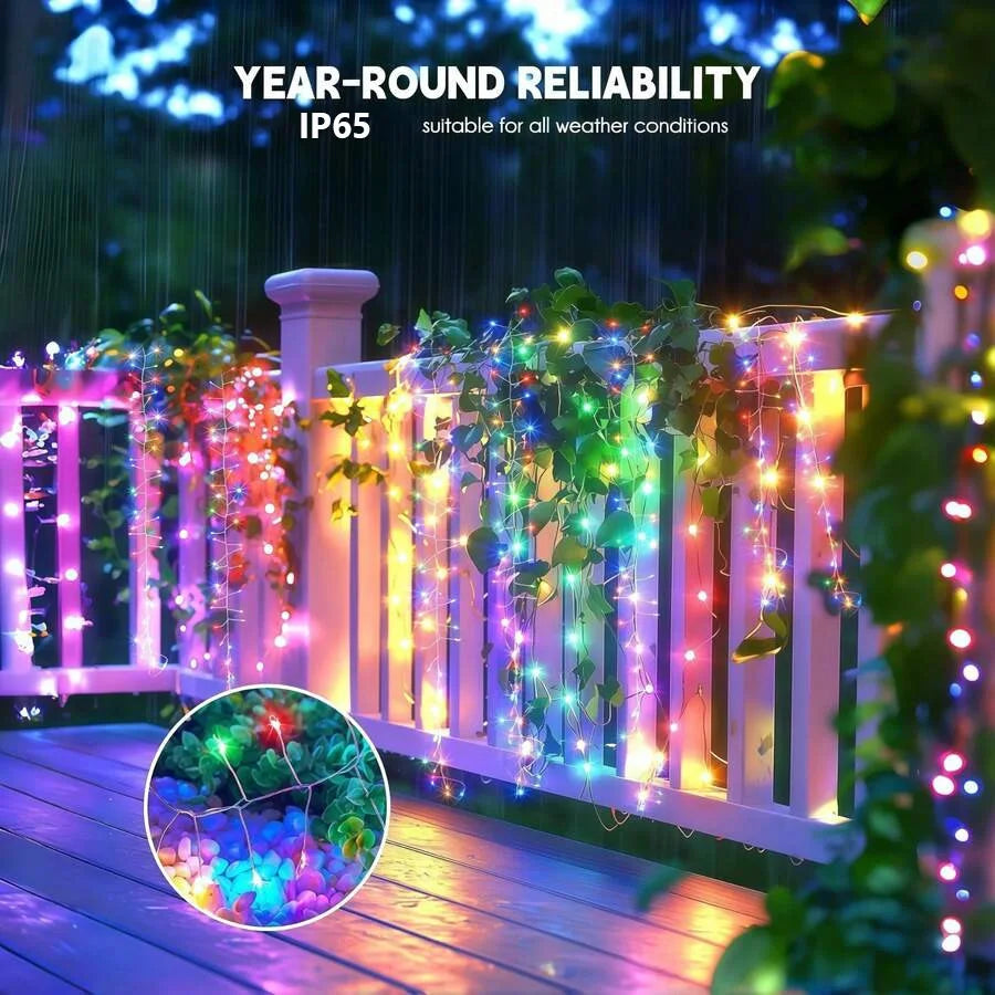 Luces Solares Petardo LED Guirnalda Resistente al Agua para Bodas Jardín y Decoración Navideña