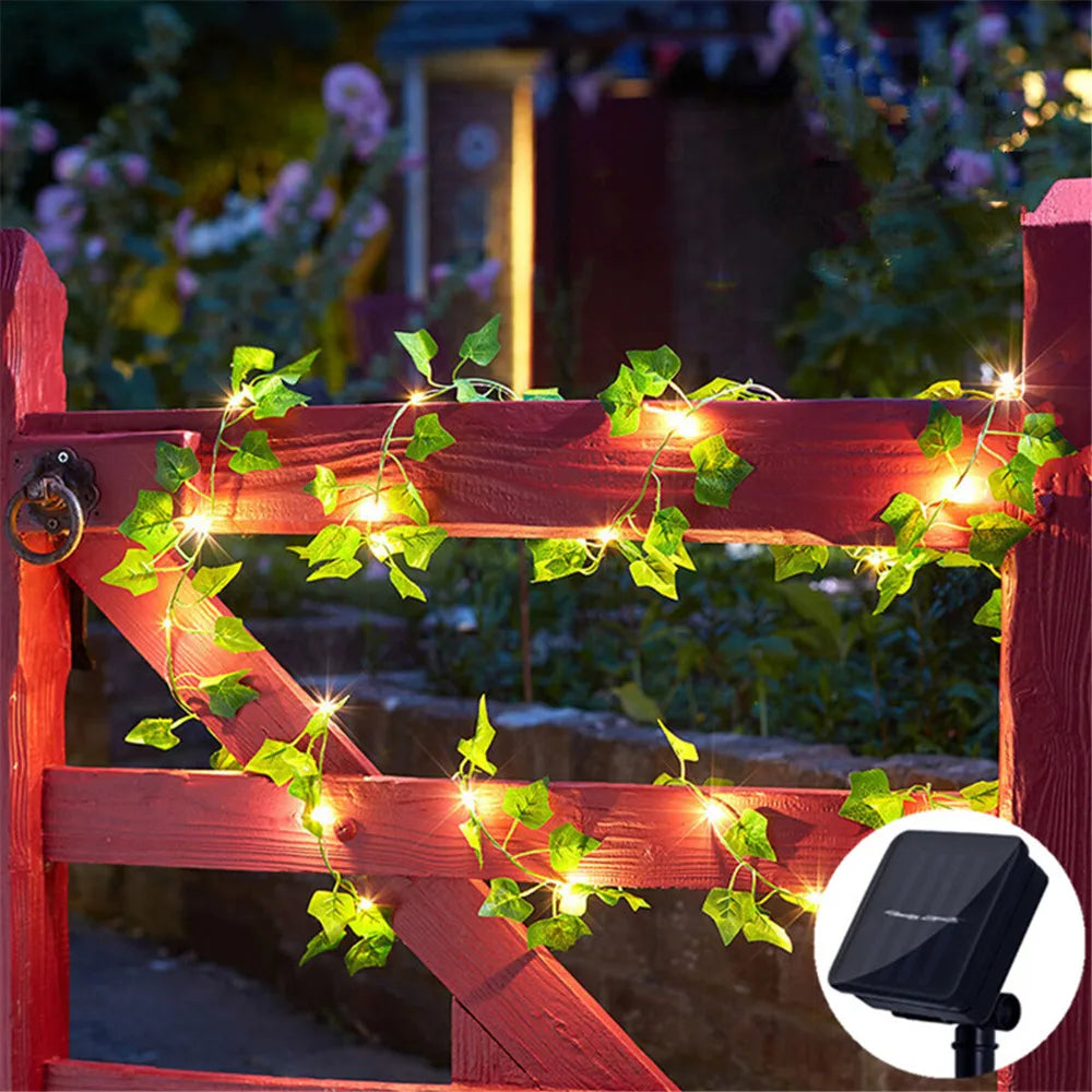 Luces Solares LED Hiedra y Hojas de Arce Impermeables para Jardín y Navidad