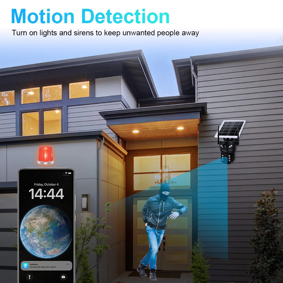 Cámara de Seguridad Solar KERUI 6MP 4G SIM WiFi Doble Lente con Panel Solar