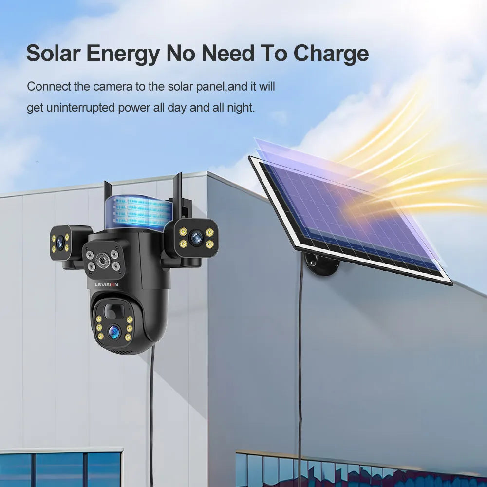 Cámara Solar LS VISION 15MP 4K Triple Lente 4G/WiFi con Zoom 10X y 12X