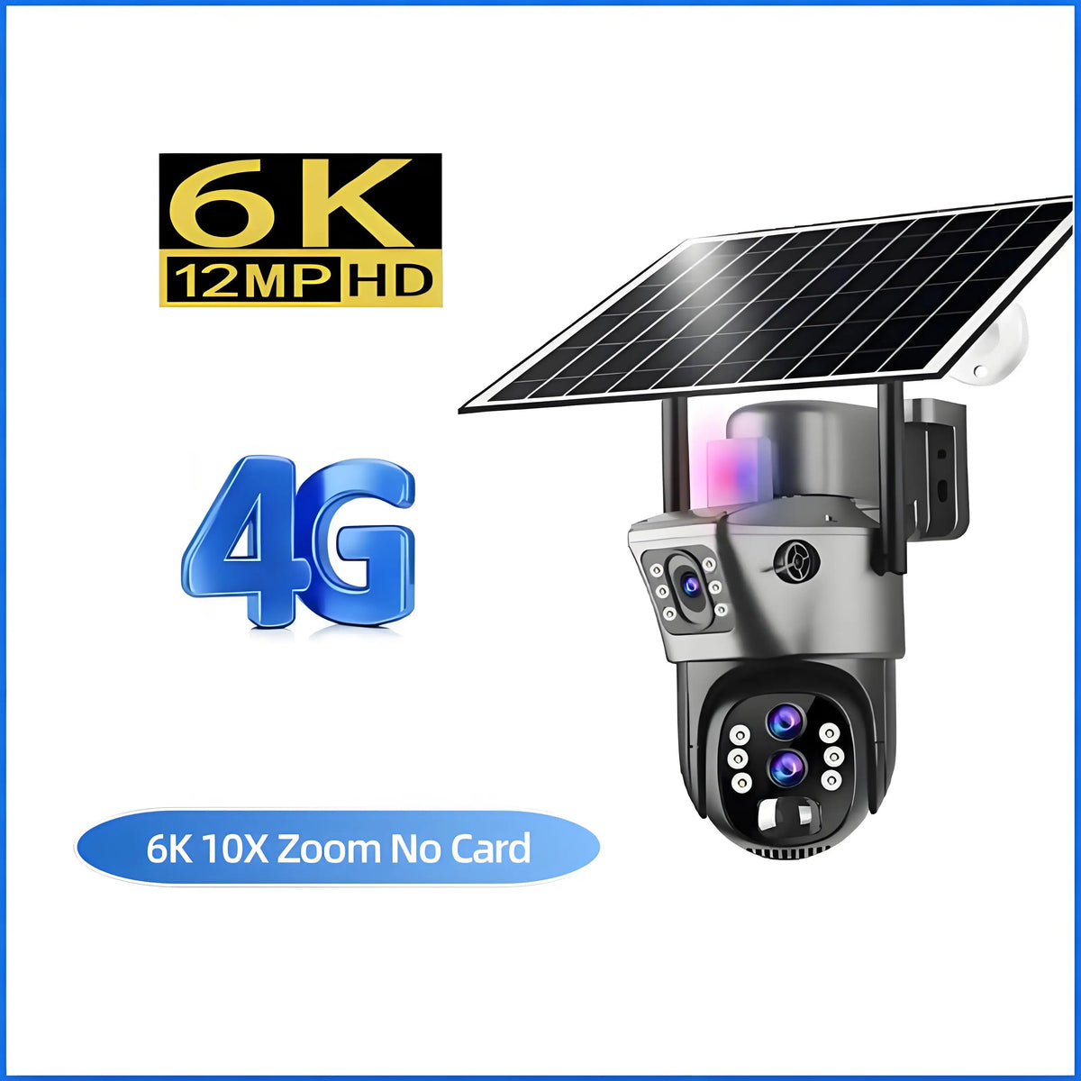 Cámara Solar PTZ 4G SIM 6K 12MP con Zoom 10X y Triple Lente