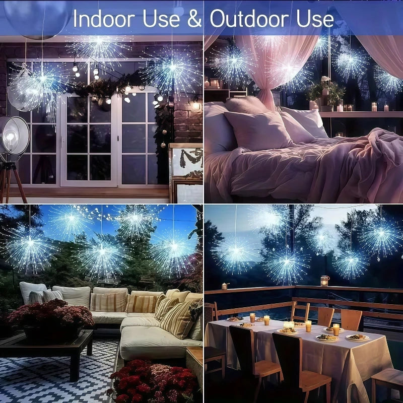 Luces Solares Fuegos Artificiales 240/450 LED 8 Modos para Jardín y Decoración Navideña