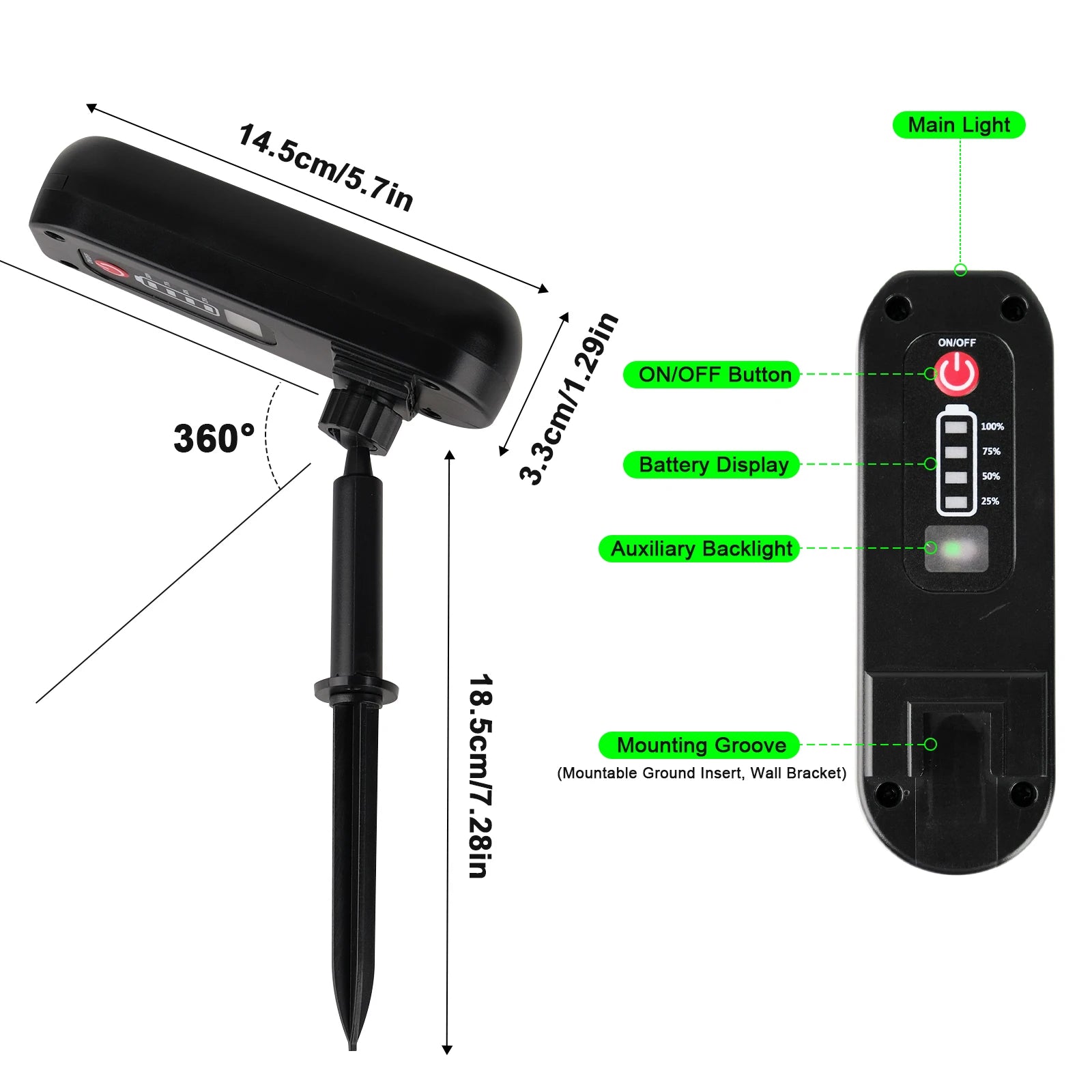 Set 4 Focos Solares LED para Árboles, Caminos y Jardín IP65
