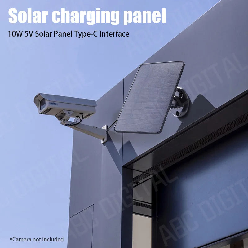 Panel Solar 10W 5V Kit 2 en 1 Type-C para Cámaras de Seguridad y Hogar Solar