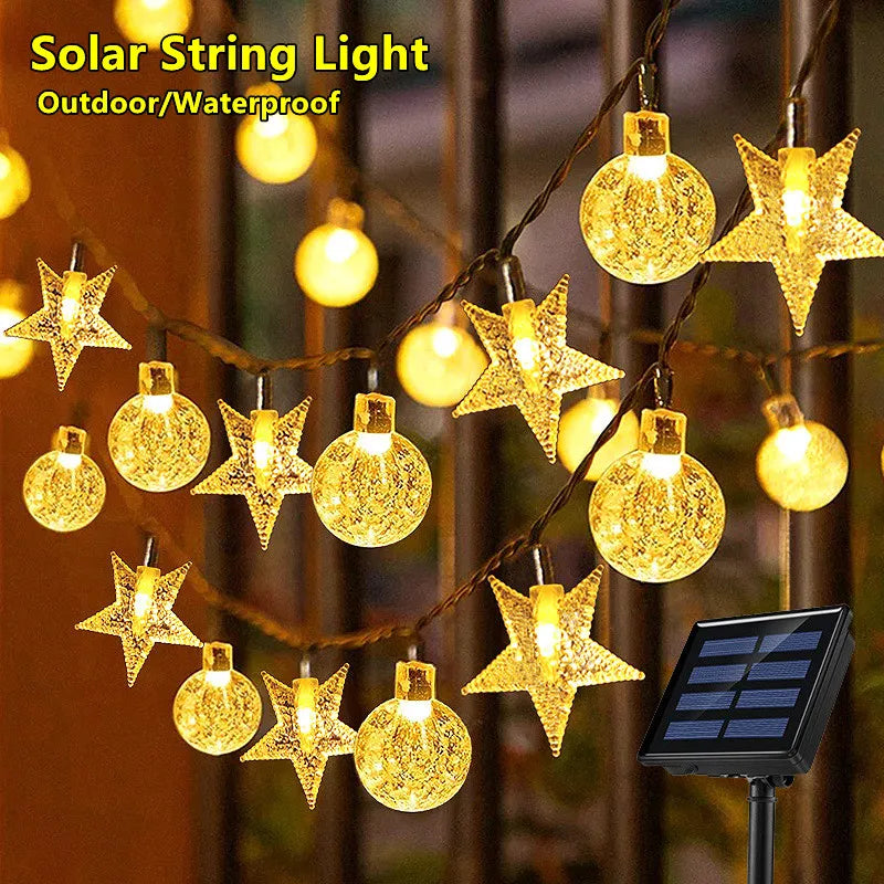 Luces Solares Bolas de Cristal y Estrellas 8 Modos para Halloween y Decoración Navideña