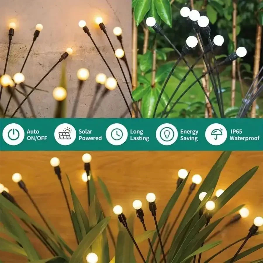 Luces Solares Luciérnaga LED para Jardín Resistente al Agua Decoración Caminos y Navidad