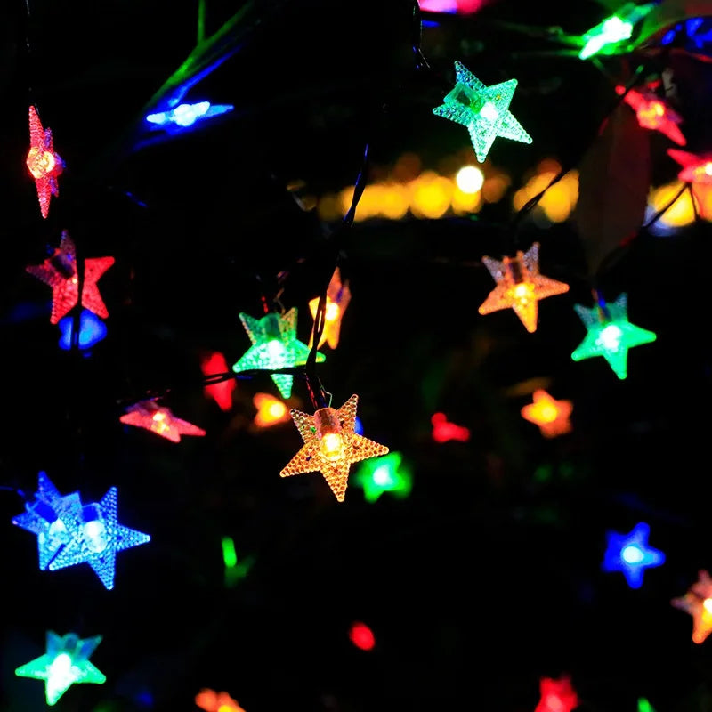 Luces Solares Estrellas LED Resistente al Agua para Patio Jardín Terraza y Decoración Navideña