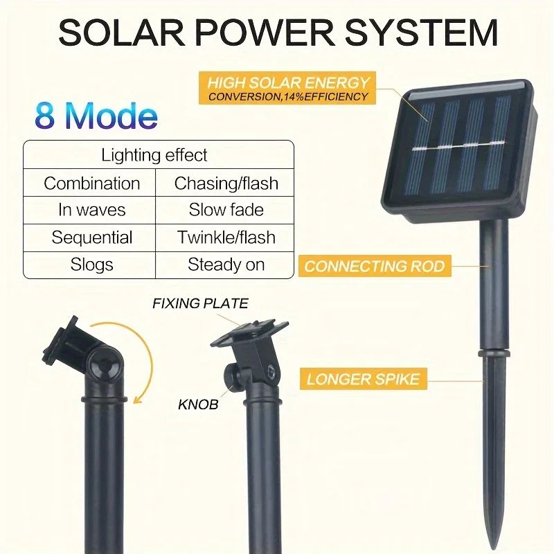 Luces Solares Hadas 5m 20LED Luz Cálida Resistente al Agua Decoración Jardín y Navidad