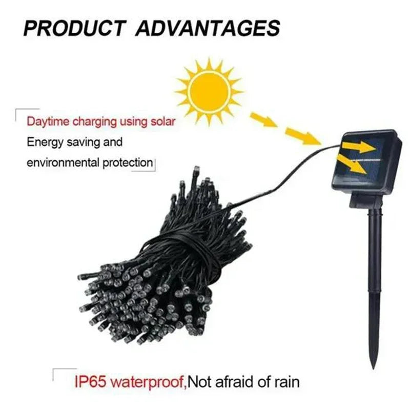 Guirnalda Solar LED para Jardín y Navidad Impermeable 6V