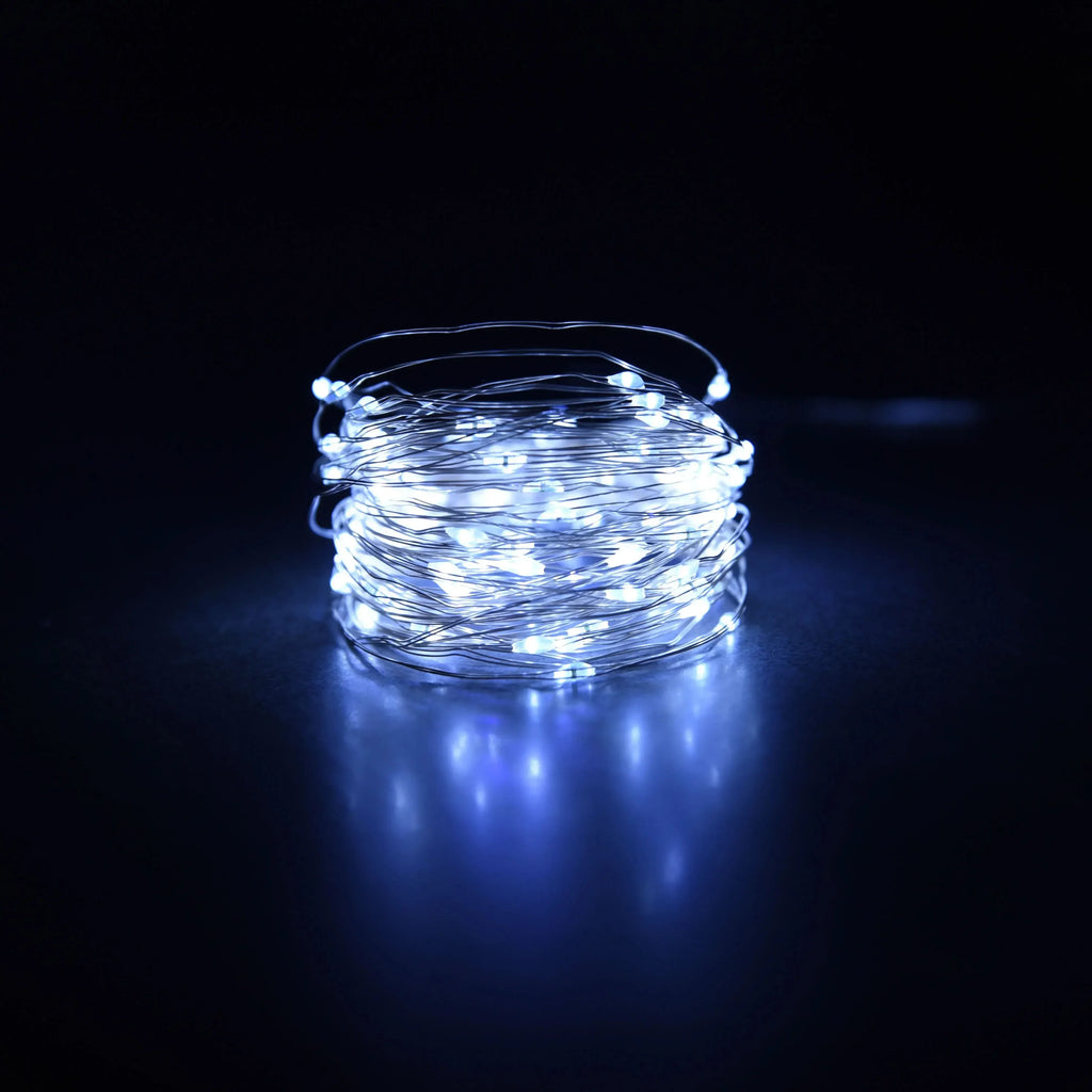 Luces Solares Hadas Hilo de Cobre Resistente al Agua Guirnalda Navideña para Jardín y Bodas 12m 100 LEDs