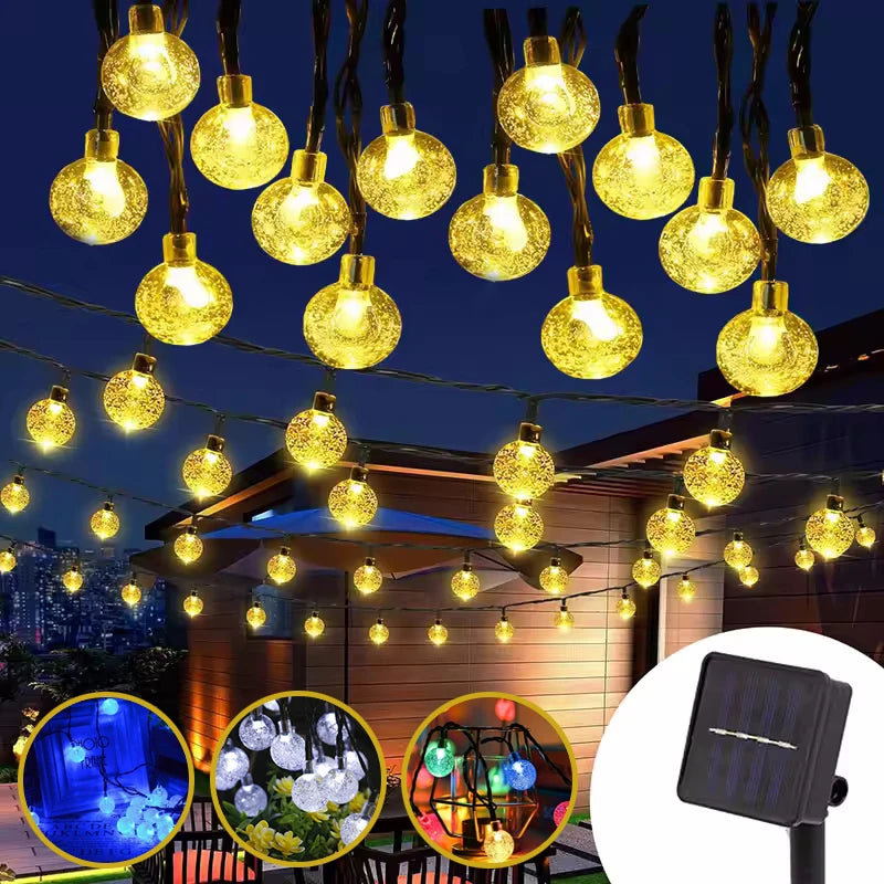 Luces Solares Cuerda IP65 8 Modos Resistente al Agua para Jardín Árbol y Decoración Navideña