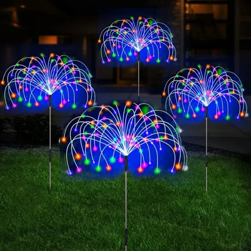 Luces Solares Fuegos Artificiales IP65 8 Modos para Jardín y Navidad