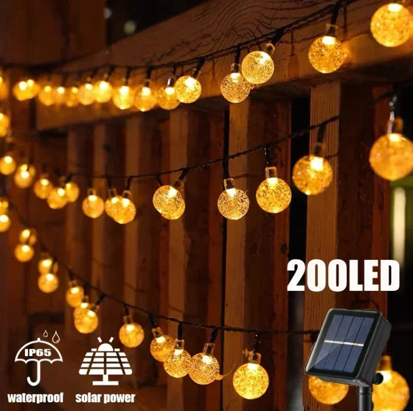 Luces Solares Hadas 100 LED IP65 Resistente al Agua Guirnalda Navideña para Jardín 12m