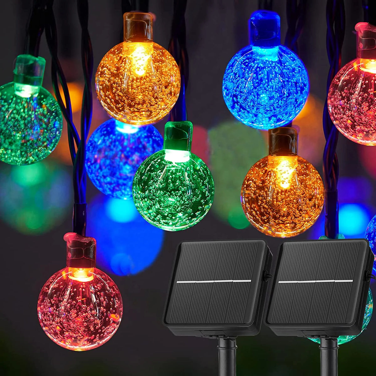 Luces Solares de Globos de Cristal 8 Modos para Bodas y Jardín