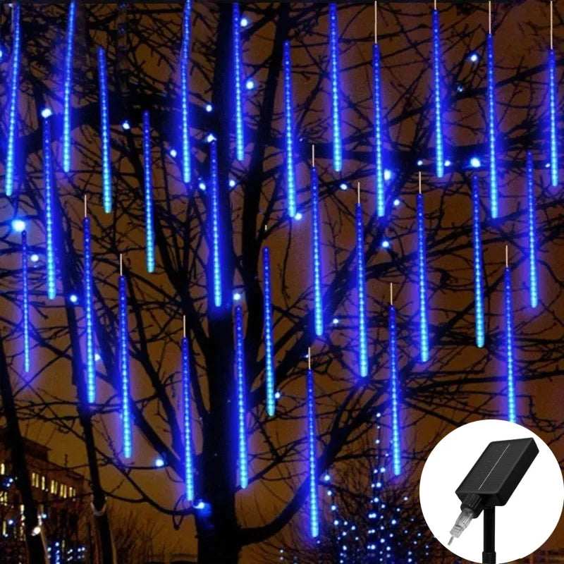 Luces Solares Lluvia de Meteoros 30/50cm Resistente al Agua Decoración Navideña Exterior