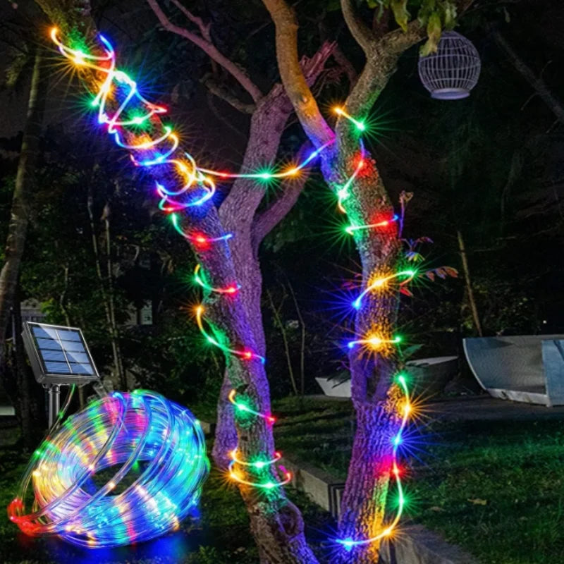 Luces Solares Cuerda para Jardín 12m/7m Resistente al Agua Decoración Navideña Exterior