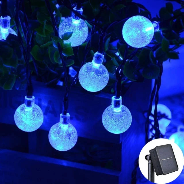 Luces Solares Bolas de Cristal Globo 8 Modos IP65 Guirnalda Navideña para Jardín y Fiestas