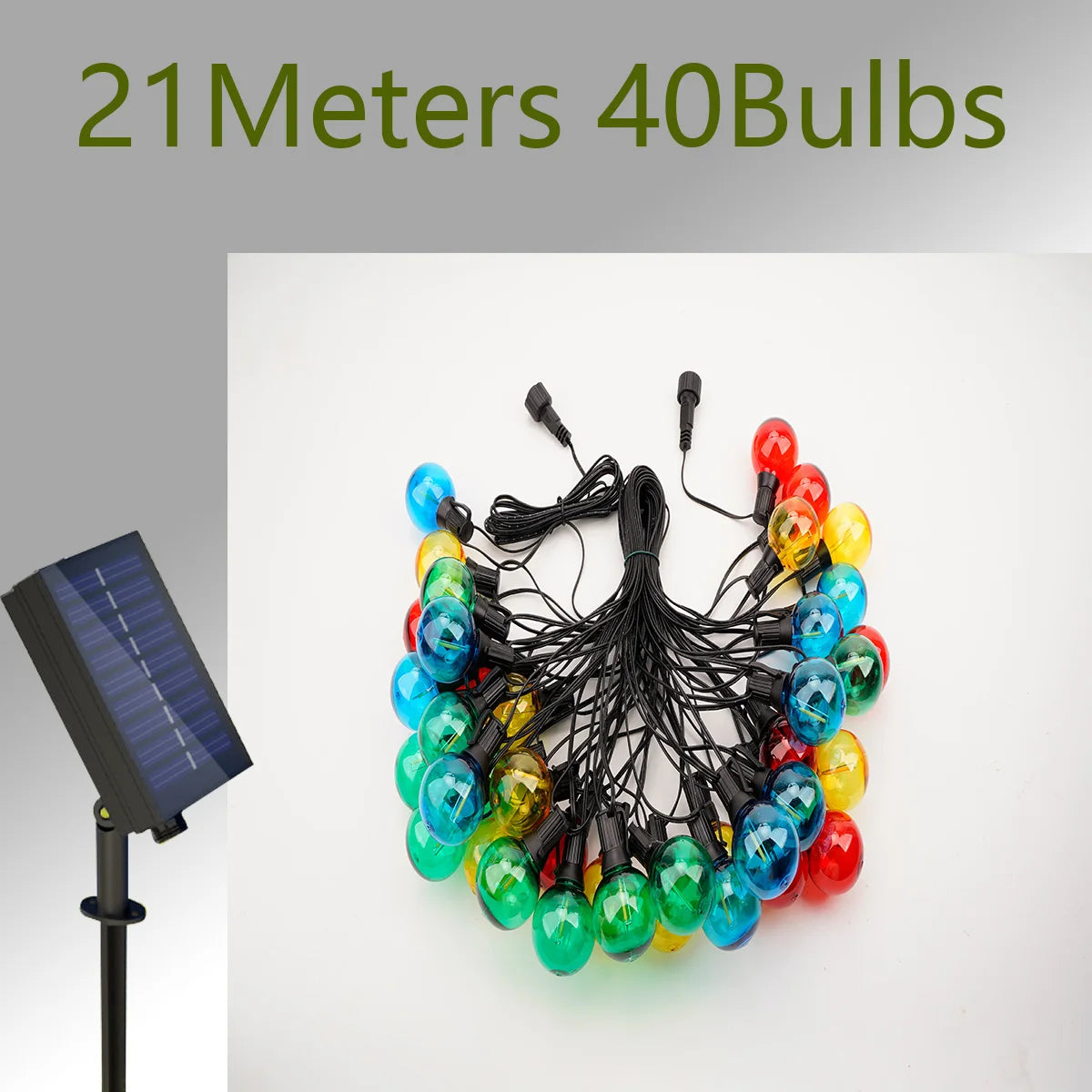 Luces Solares G40 RGB IP44 para Fiestas Bodas y Jardín 7.5M-21M