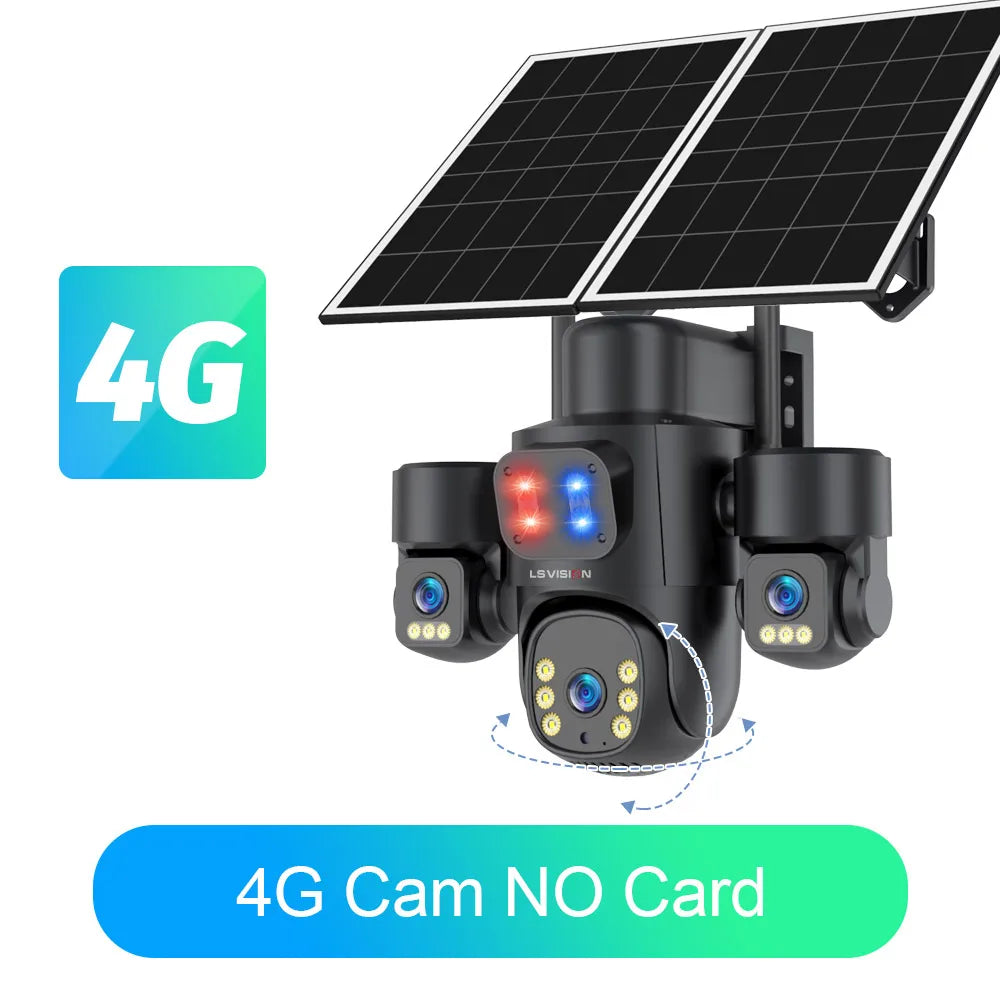 Cámara Solar LS VISION 15MP 4K Triple Lente 4G/WiFi con Zoom 10X y 12X