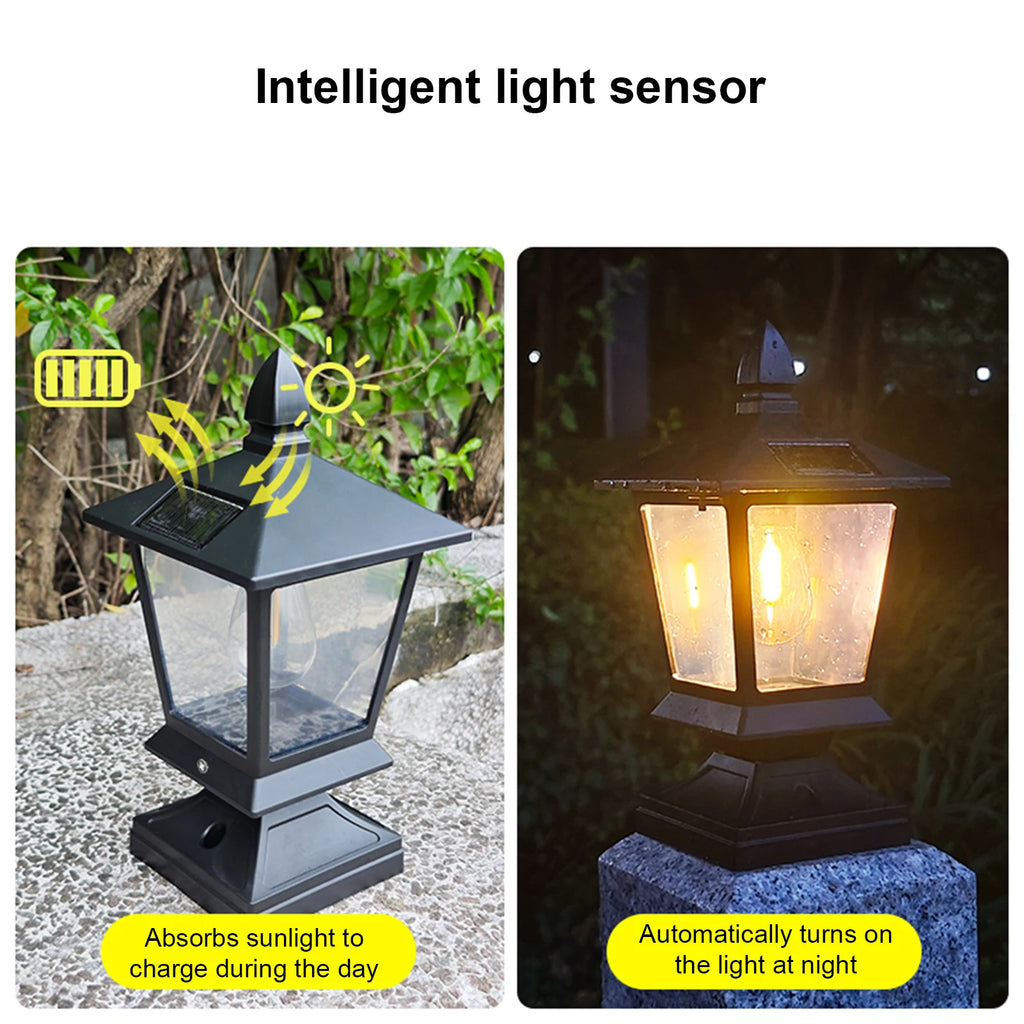 Luz Solar para Jardín con Poste Decorativo para Villa y Cercas