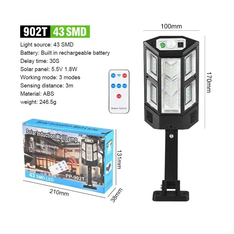 Lámpara Solar LED con Sensor de Movimiento IP65
