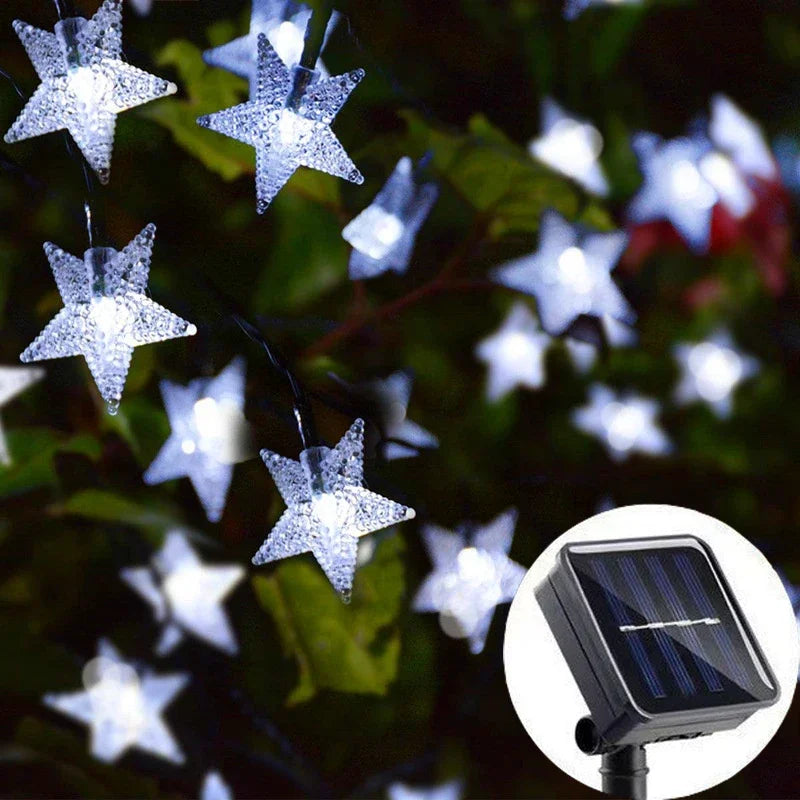 Luces Solares Estrellas LED Resistente al Agua para Patio Jardín Terraza y Decoración Navideña