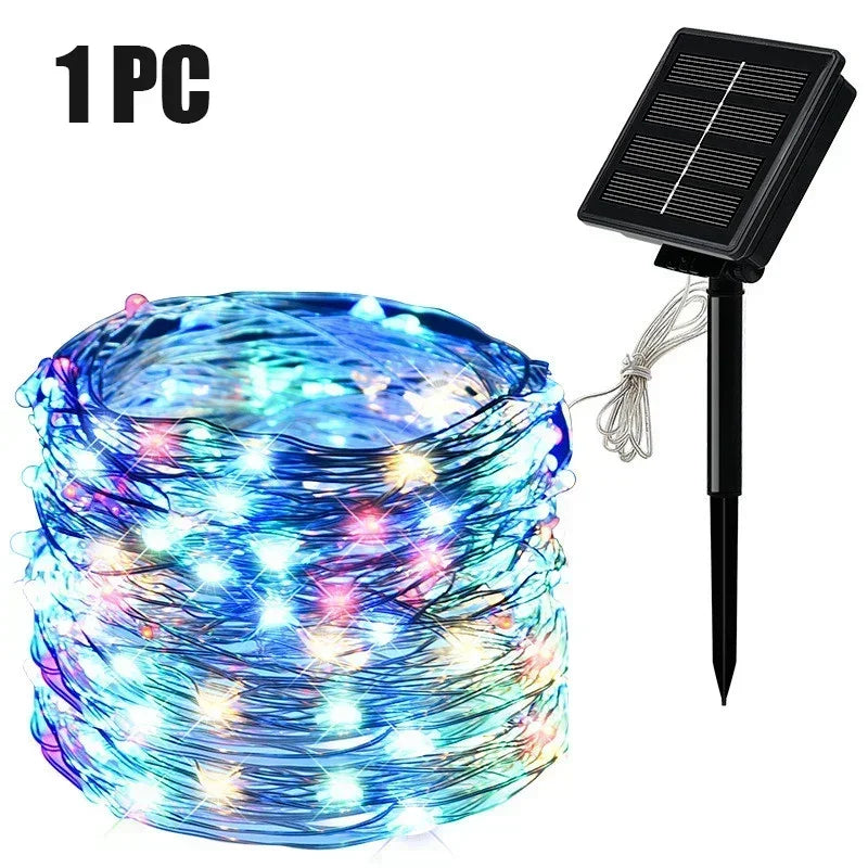 Guirnalda Solar LED Festoon para Navidad y Jardín 7M-102M