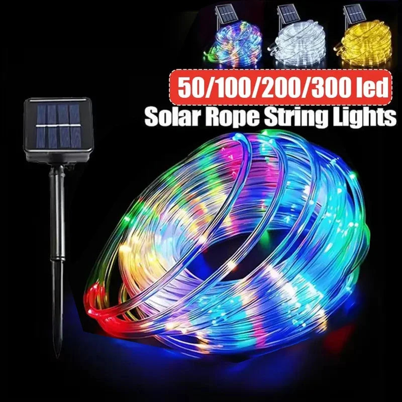 Tubo Solar LED Impermeable para Jardín y Navidad 32m/22m/12m/7m