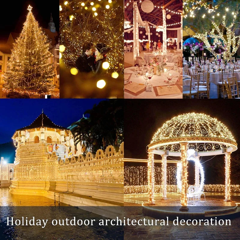 Luces Solares Hadas LED Resistente al Agua para Jardín Árbol Navidad y Terraza 7m/12m/22m/32m
